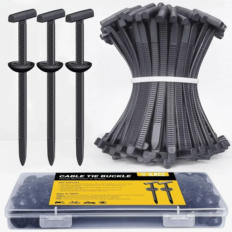 Upgraded Nylon Universal Cable Tie Buckles for Car, Heavy Duty T Rivet Zip Ties, Double-Side Self-Locking Automotive Zipper Clips for Fender Trunk Bumper Repair, Home, Garage(30Pcs)