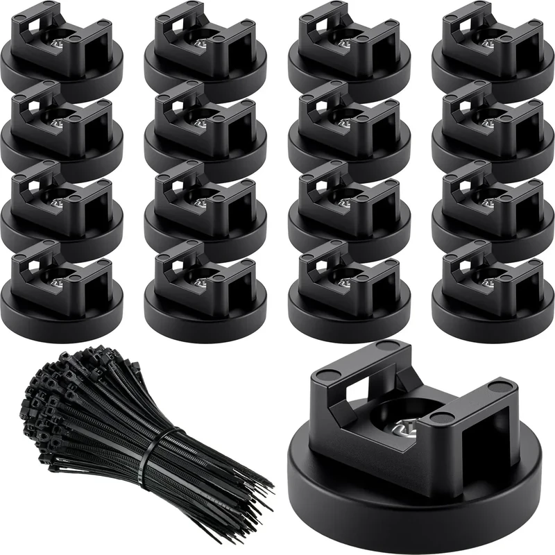 Yookeer 120 Pieces Magnetic Zip Tie Mount Multipurpose Cable Holder Magnets Magnetic Wire Management Bases with Heavy Duty Zip, Mount Nylon Cable Ties in Total (31mm)