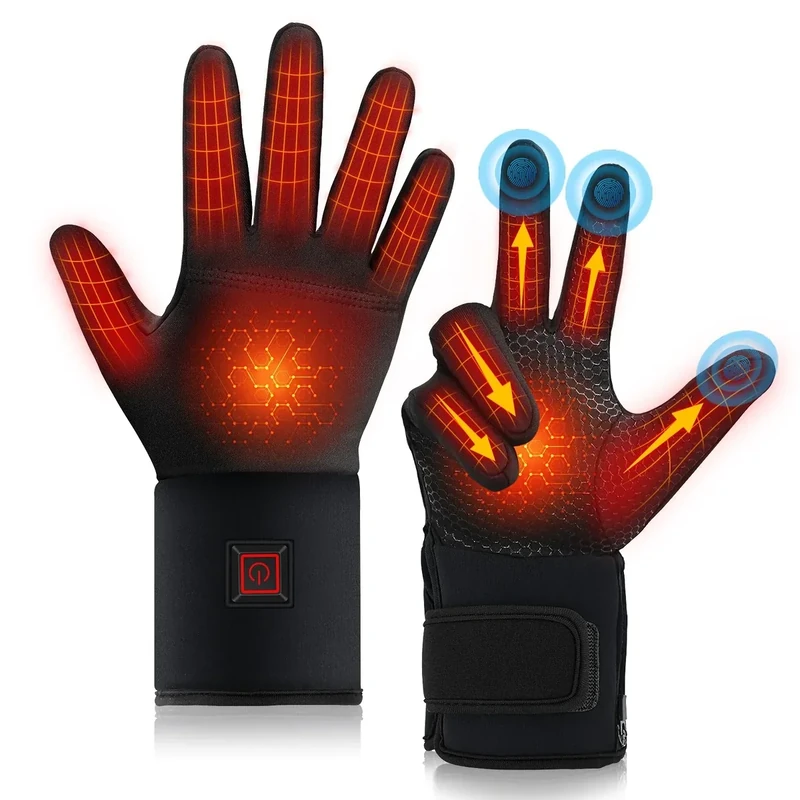 Heated Gloves for Men Women Rechargeable, Electric Heated Warm Winter Gloves for Motorcycle Skiing Bike Hunting Camping - Gloves for Cold Weather, Large