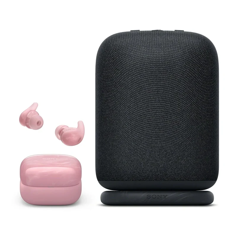 Sony LinkBuds Bundle: Truly Wireless Noise Canceling Earbuds in Pink with Portable Bluetooth Speaker in Black