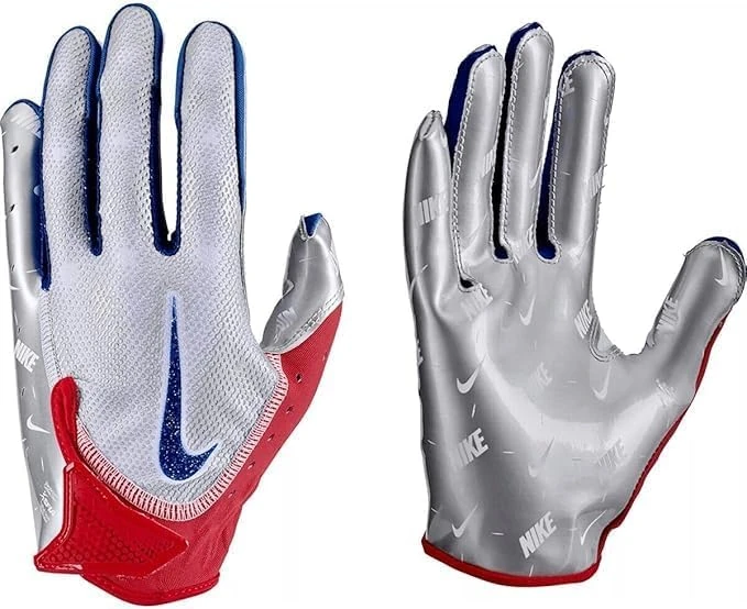 Nike Vapor Jet 8.0 Football Gloves (RED | Blue | Chrome, Medium)