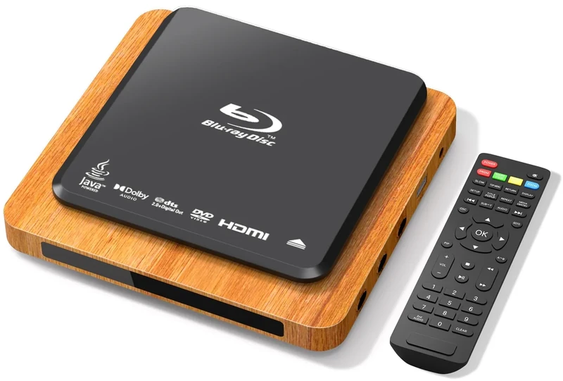 Blu Ray Player, 1080p Full HD with Surround Sound A 1 Blu-Ray All Region DVD Player, HDMI/USB/AV Connection Blue Ray Disc Player for TV/RV/Home Theater/Car (Retro Design)