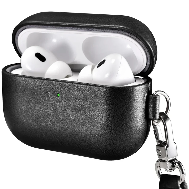 ICARER AirPods Pro 3 Leather Strap Case - Shockproof Light (Black)