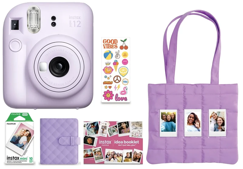 Fujifilm Instax Mini 12 Bundle - Lilac Purple with Film & Tote