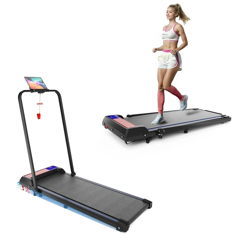 Under Desk Treadmill,2 in 1 Folding Treadmills for Home/Office,Walking with Remote Control and LED Display,Flag