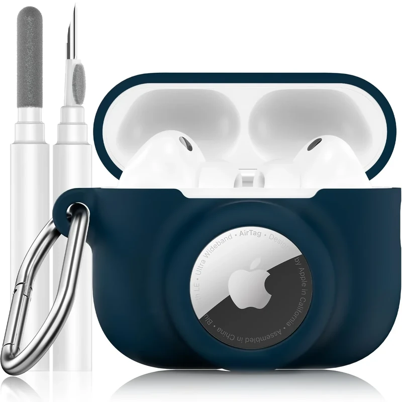 LDSXAY 2-in-1 Silicone Case for AirPods Pro 3 & AirTag - Dark Blue