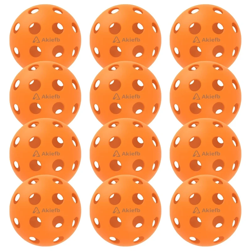 Akiefb Pro-Grade 40-Hole Outdoor/Indoor Pickleball Balls(12Pack) High Bounce, Durable Construction with Wind-Resistant Design, Built for Practice & Rec for Competitive Play(Orange)