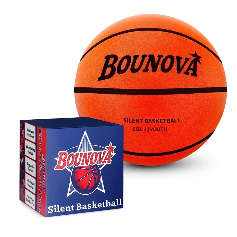 BOUNOVA Silent Basketball | Real Feel Powerful Bounce | Elegant Gift Box Packaging | Durable Pro-Grade PU Foam | Indoor Basketball for Quiet Dribbling & Training
