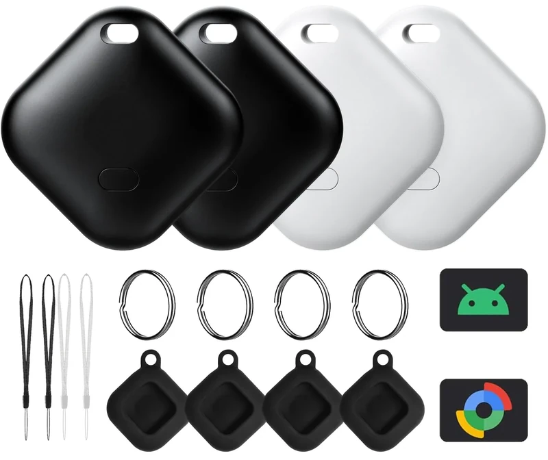 XSUTIC Android Air Tag 4-Pack with Cases - Google Find Hub Tracker