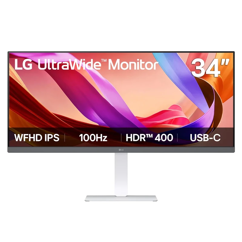 LG 34U530A-W 34-inch UltraWide WFHD (2560 x 1080) IPS Wide Computer Monitor, 100Hz, VESA DisplayHDR 400, HDMI, DisplayPort, USB Type-C, Tilt/Height/Swivel Stand, White