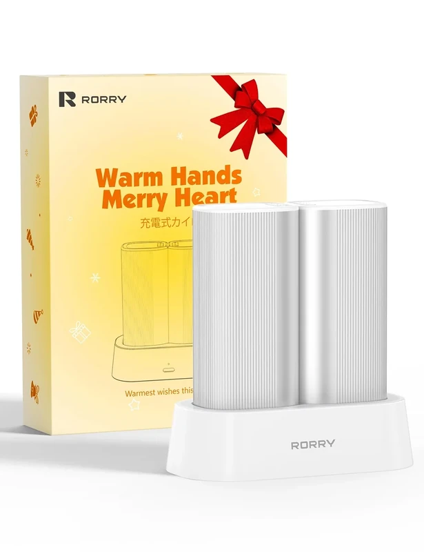 RORRY Hand Warmers Rechargeable 2 Pack, 10000mAh 360° Heating Magnetic Electric Hand Warmer, 24Hrs Warmth Portable Reusable Pocket Heater for Camping Hunting Gifts for Men Women, Silver