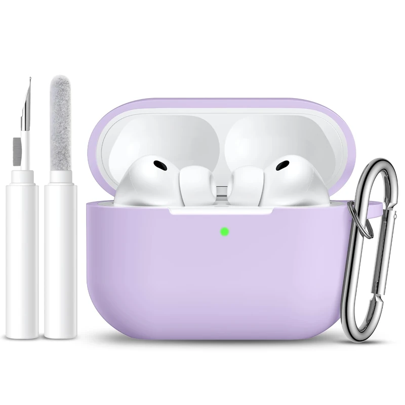 for AirPods Pro 3 Case 2025, Shockproof Silicone Cover for Apple AirPods Pro 3, Skin-Friendly, Anti-Fingerprint, with Cleaner Kit & Keychain – Durable Case for Women Men – Lavender