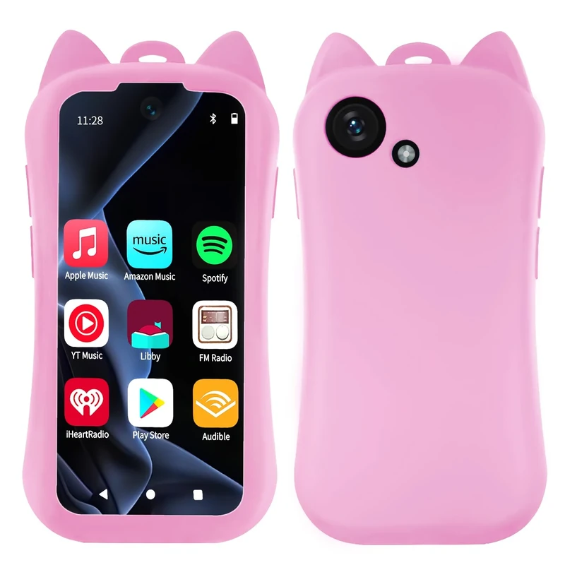 MP3 Player with Bluetooth WiFi 80GB Portable Digital Music Player Android Device with 3.9” Touch Screen HIFI Lossless Sound FM Radio Support Spotify Audible Amazon Music for Kids and Audio Lovers-Pink