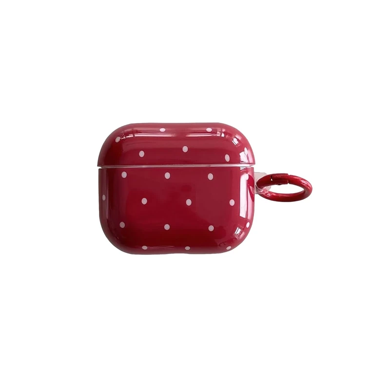 aaknhen Red Polka Dot AirPods 3 Case with Lock Keychain - Retro