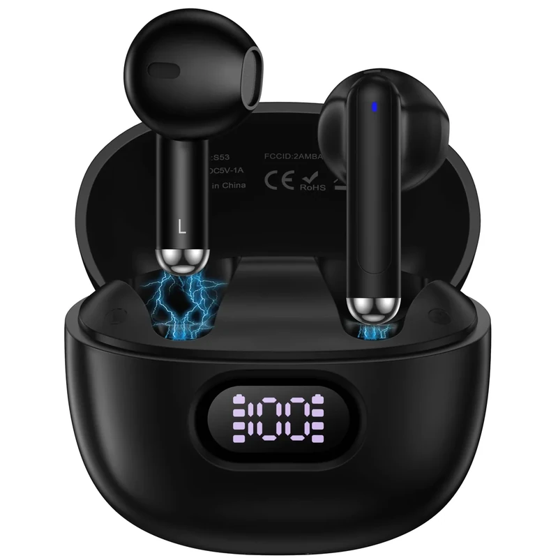 Bluetooth Earbuds Wireless Ear Buds for Samsung Galaxy A17 A16 A36 5G S25 Ultra Z Fold 7 6 Flip 7 FE A26 A56 S24, 48H V5.3 Bluetooth Headphones with LED Display Charging Case IPX7 Waterproof Earphones