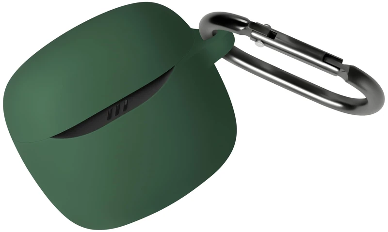 Geiomoo Silicone Case for JBL Tune Flex 2, Soft Flexible Scratch Resistant Protective Cover with Carabiner (Emerald Green-1)