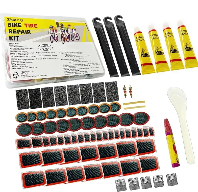 ZMRYO Bike Tire Repair Kit, 80 PCS Bike Tube Patch Kit with Bike Tire Levers, Bike Tire Patch and Tire Repair Glue, Bike Patch Kit for Mountain and Road Bike