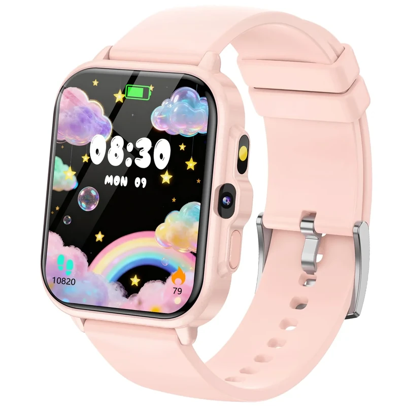 Smart Watch for Girls, Kids Watch Gifts for Girls with Game Camera Music Player Pedometer Flashlight Alarm Clock Heart Rate/Sleep Monitor, IP68 Waterproof 100+ Sport Fitness Tracker Watch Toys for Kid