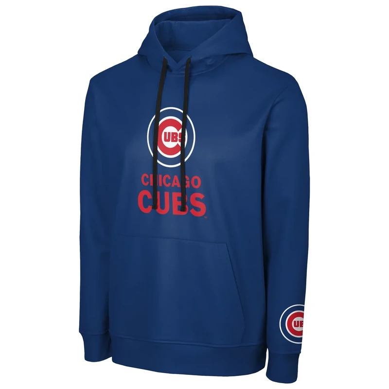 FOCO MLB Men's Official Primary Logo Wordmark Performance Pullover Hoodie Sweatshirt (US, Alpha, XX-Large, Regular, Regular, Chicago Cubs - Blue, Chicago Cubs)
