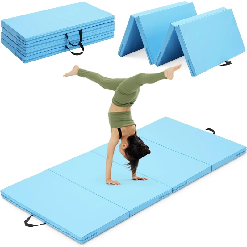 Oneofics Gymnastics Mat, 3'x6'x2'' Thick 4-Panel Folding Kids' Gymnastic Tumbling Mat for Home Gym Exercise & Play