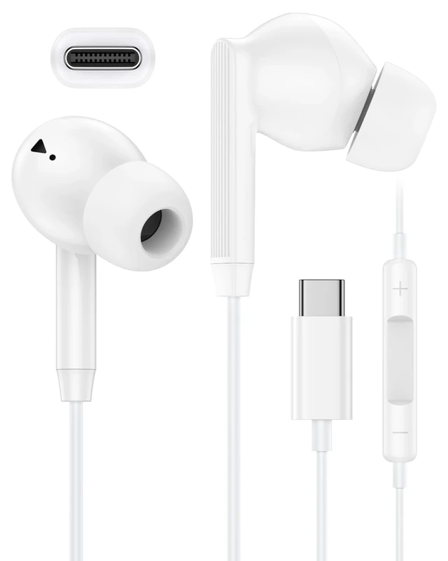 Bordsek USB-C Earbuds for iPhone 17/16 - Noise Cancel, Mic, Hi-Fi