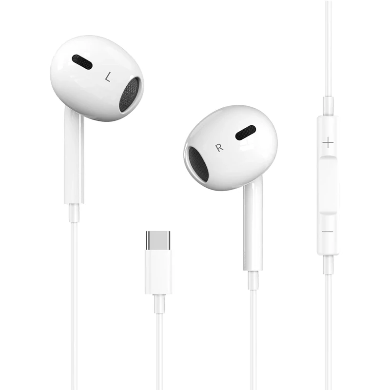 Docutca USB-C Earbuds for iPhone 17/16/15 - Mic, Remote, Noise Cancel