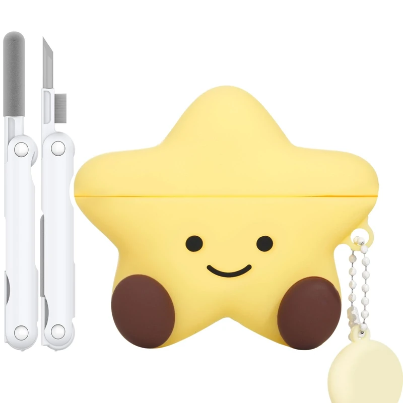 Awofeco Star Silicone Case for AirPods Pro 1 & 2 - Yellow Kawaii Cover