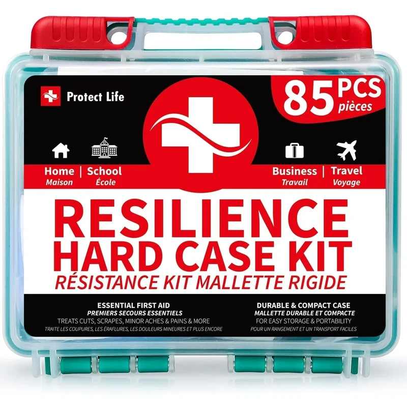 Protect Life Survival First Aid Kit for Home/Business, Camping Survival Kits | Mini Travel First Aid Kit | Camping Equipment | Small Kits for Car | Outdoor Emergency Survivals Pack - 85pcs