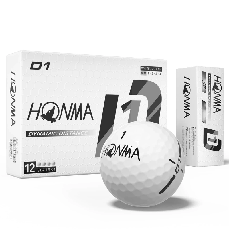 Honma 2024 D1 Distance Golf Balls,Extra Soft Feel with Long Distance,High Speed Core with Low Spin Design,Low Compression Golfballs Perfect for Men,Women Beginners,White,1 Dozen