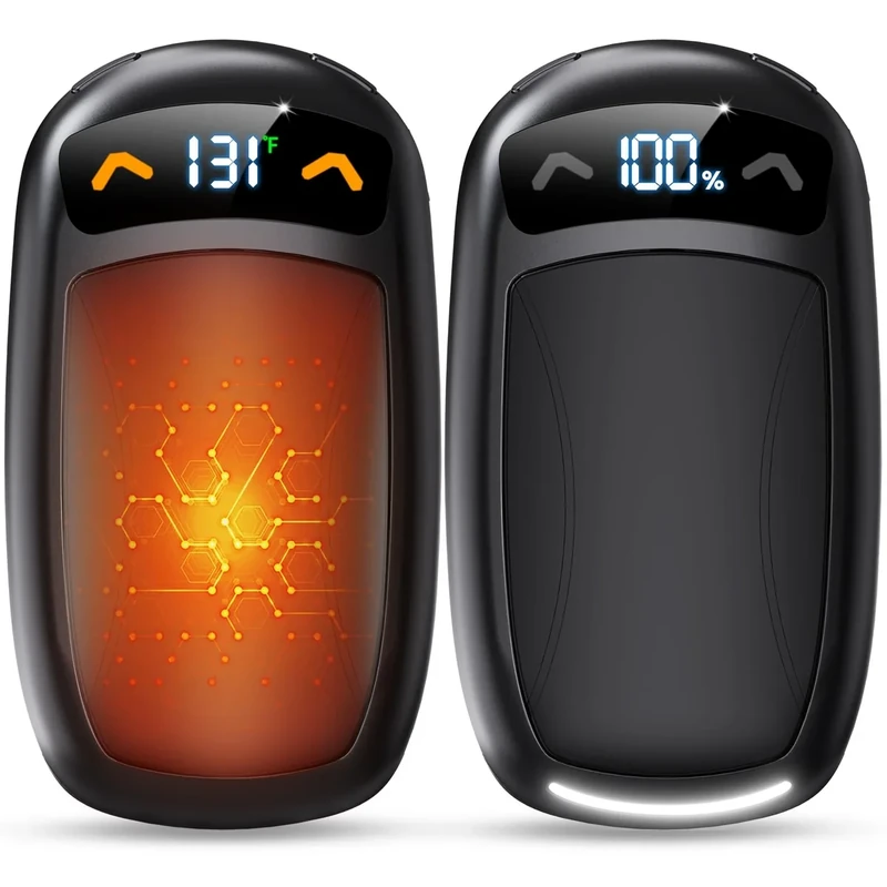 Rechargeable Hand Warmer 2Pack, AI Chips Electric Hand Warmers with LED Display, 3 Temps Portable Magnetic Handwarmers, Pocket-Sized Electronic Hand Warmers for Women, Man, Camping, Hunting, Christmas