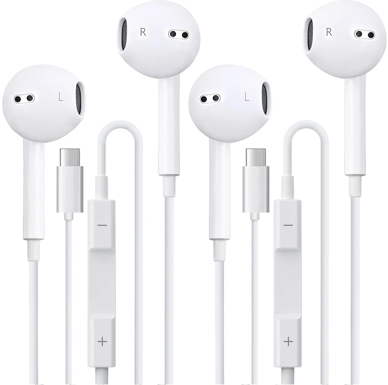 GIJIVCOZ USB-C Earbuds 2 Pack - Stereo for iPhone 15/16/17 & Galaxy S