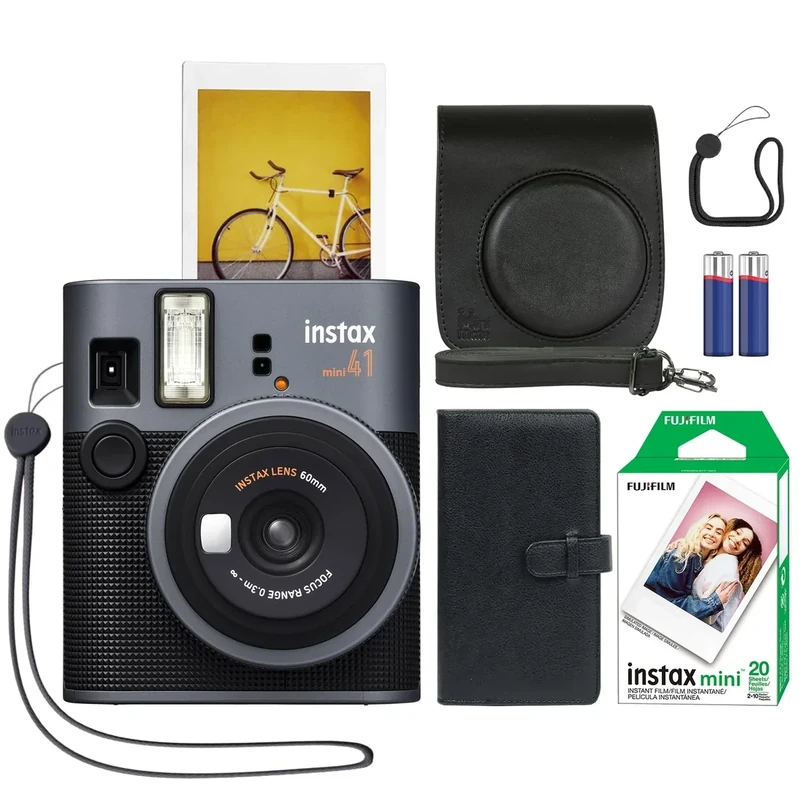 Fujifilm Instax Mini 41 Instant Film Camera Black + 20 Instax Instant Film Prints Bundle