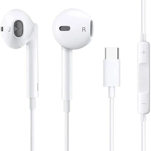 USB C Headphones for iPhone 16/16e/15 Pro Max/Plus, Type C Earbuds Wired Earphones (Microphone & Remote Control) Noise Cancelling for lPad Pro, Galaxy S23/S22/S21/S20/Ultra Note10/20, Pixel, 0neplus