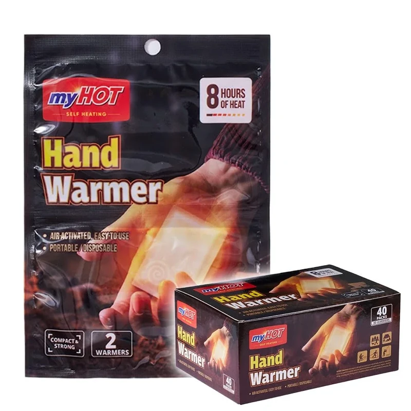myHOT Hand Warmers – 2 Pack, 8 Hour Heat, Portable Non-Adhesive, Air-Activated for Cold Weather, Outdoor Sports, Ski Trips, Camping, Hiking – Made in Korea