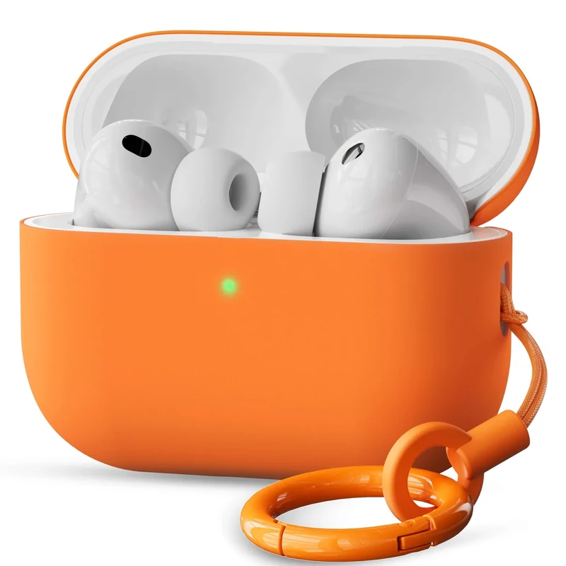 VEIRRW for AirPods Pro 3 Case,Full Protective Hybrid Silicone Semi Hard Shell Triple Layer case Compatible with AirPods Pro 3rd Generation 2025 (Bright Orange)