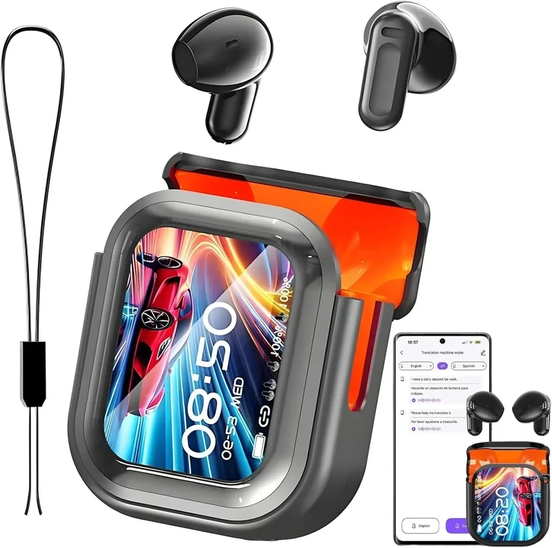 Dwolm NE20 Earbuds, 2025 New NE20 Translation Earbuds, AI Translation Ear Buds Real Time, Translator Headphones with LCD Touch Screen for 135 Languages&Accents, 60HPlaytime for Travel Business - Image 1