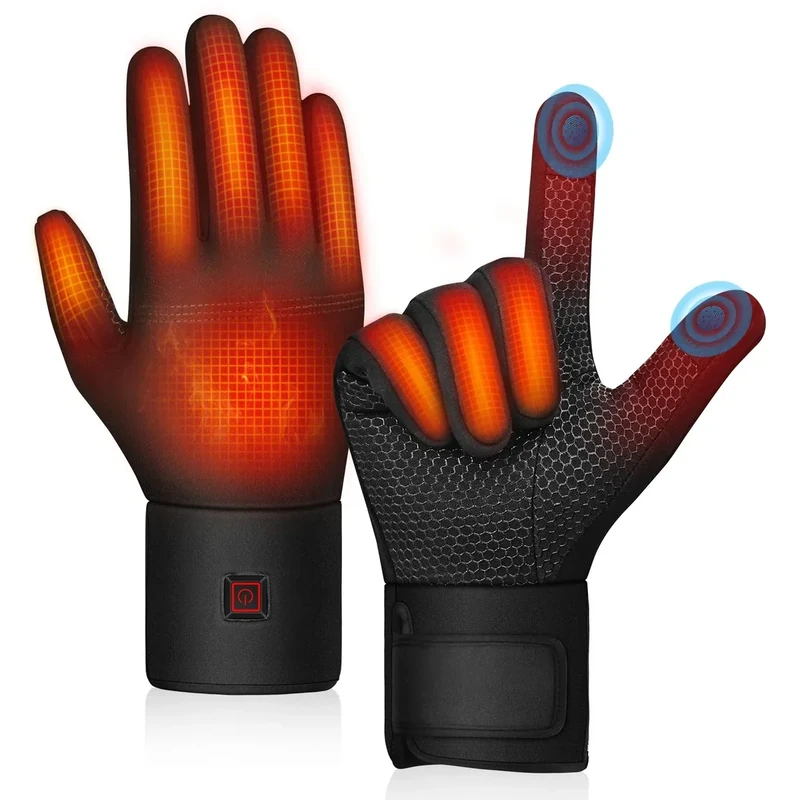 Heated Gloves, 3200mAh Rechargeable Electric Heating Gloves for Men Women with Touchscreen Fingers, Thin Hand Warm Gloves Liners for Winter Riding Ski Snowboarding Hiking Cycling Hunting