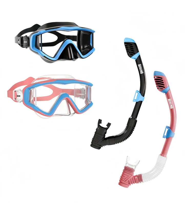 Aegend Snorkeling Gear for Adults Youth Kids, Snorkel Mask with Top Dry Valve - Panoramic View Anti-Leak and Anti-Fog with Mesh Bag for Snorkeling, Scuba Diving, Freediving & Swimming