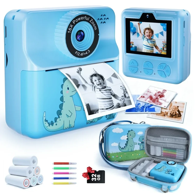 Beinhome Kids Instant Print Camera with Case - 5 Color Paper