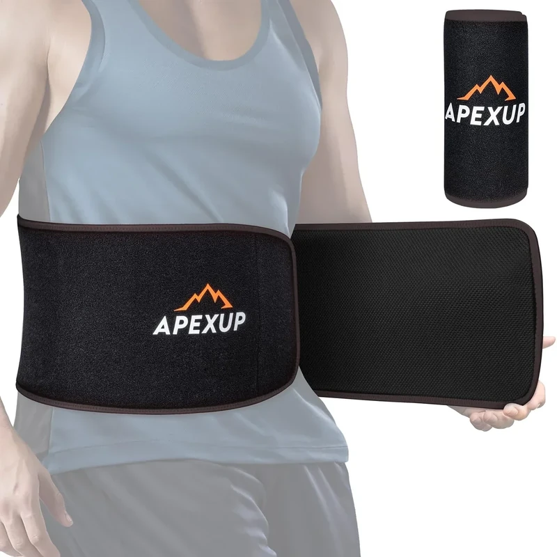 APEXUP Waist Trainer for Women Lower Belly Fat, Men Sweat Band, Stomach Wrap, Waist Trimmer with Removable Lumbar Support (Black/Mocha, XXL)