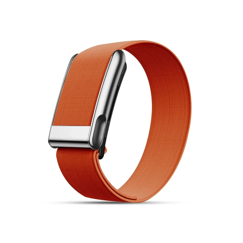 DADO HydroKnit Waterproof Nylon Sport Band Compatible with WHOOP 5.0, One,Peak & Life | Elastic, Fast-Drying, Water-Resistant, Comfortable Strap for Active Lifestyles (Orange - Shiny Silver, Life/MG)