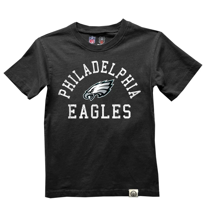 Wes and Willy NFL Kids Short Sleeve Organic Cotton Tee Shirt, Philadelphia Eagles, Black, XL