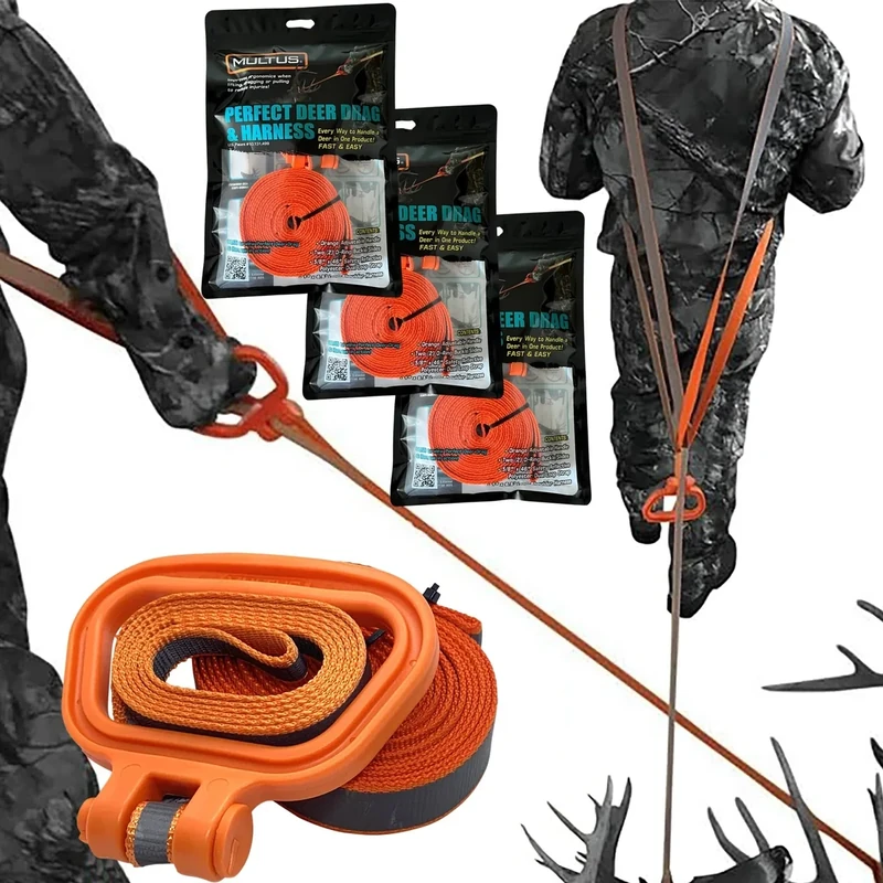 MULTUS Deer Drag & Harness; Every Way to Drag a Deer in ONE Product Fast & Easy! Hunting Gear - 3 Pack