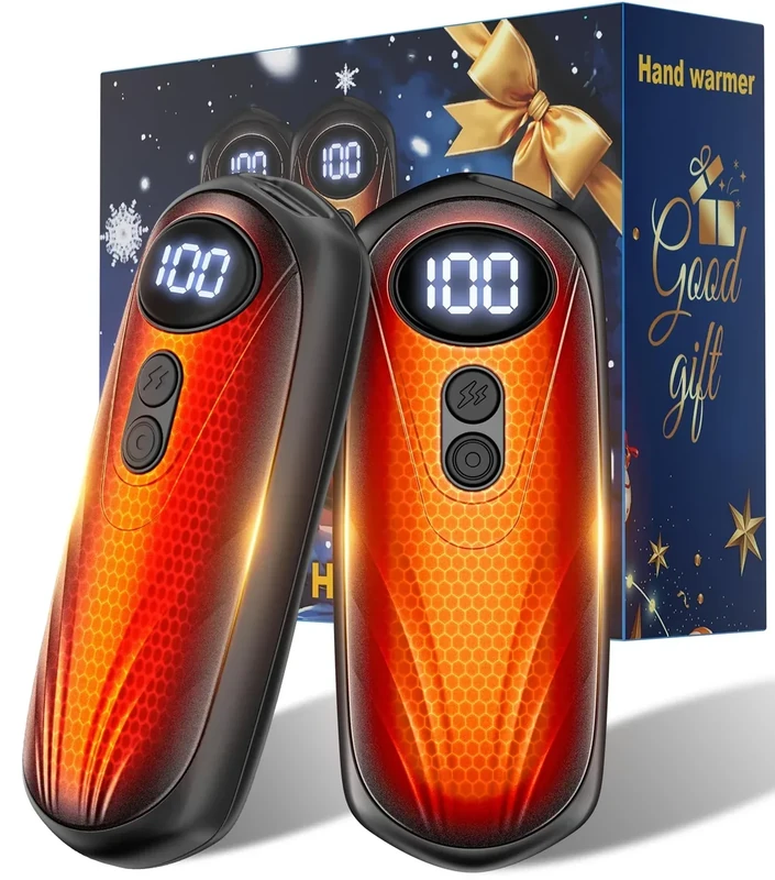 Funaudio Hand Warmers Rechargeable 2 Pack - 6000mAh Electric AI Handwarmers with LED Display, 5-Level, 2 in 1 Portable Heater, Warm Gifts for Women/Men/Golf/Camping/Hunting/Travel/Outdoor/Indoor
