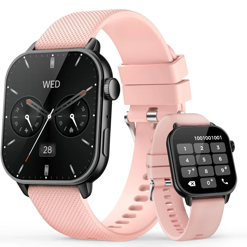 MFVLP 1.85" AMOLED Smartwatch - 100+ Sports, Bluetooth Call, Rose Pink