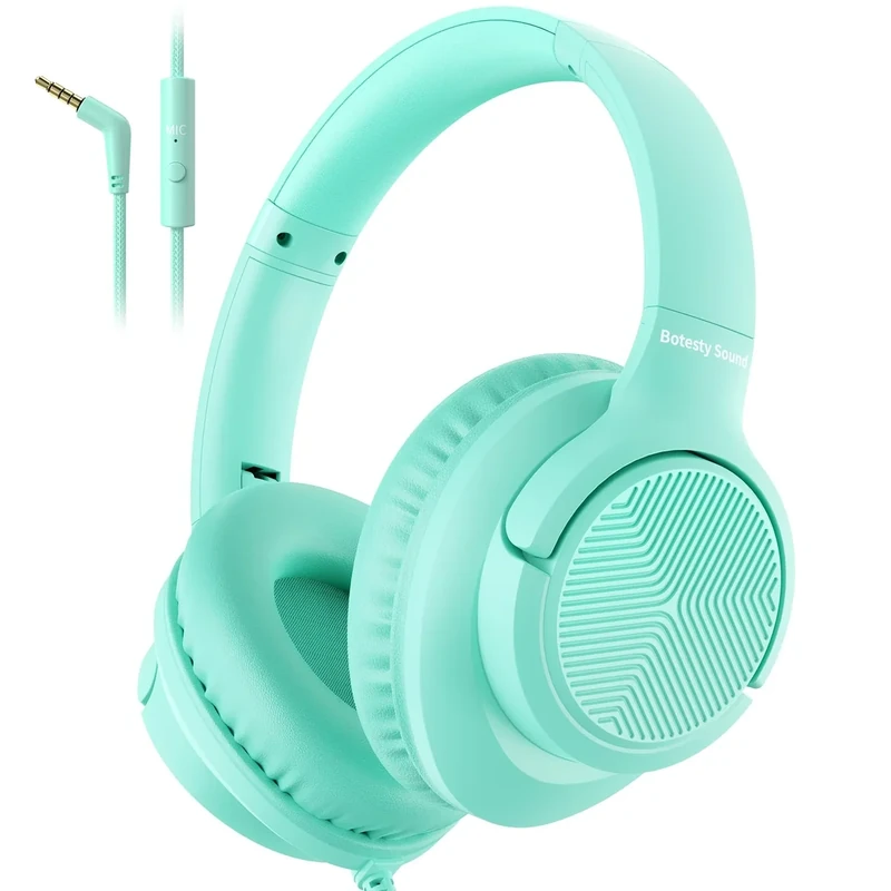 Botesty Sound Wired Headphones with Mic - Foldable 3.5mm Plug (Green)
