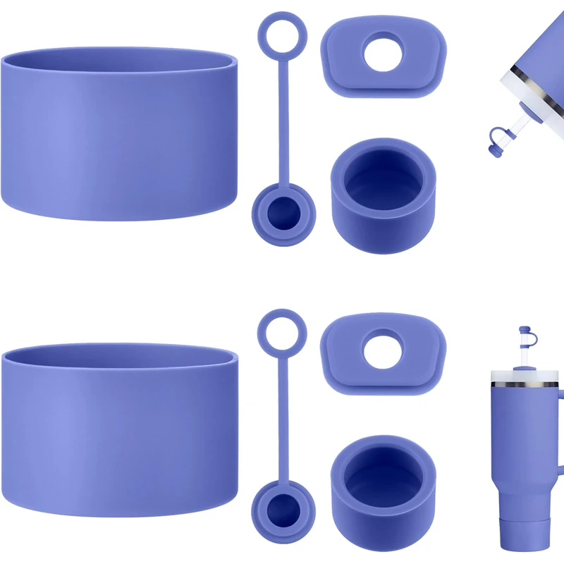 HYZ 8 Piece Accessories for Stanley Cup, Silicone Spill Proof Stopper Set and Protective Boot Including Straw Cover Cap for Stanley H2.0 20oz 30oz 40oz Tumbler, Exclusive Lupine