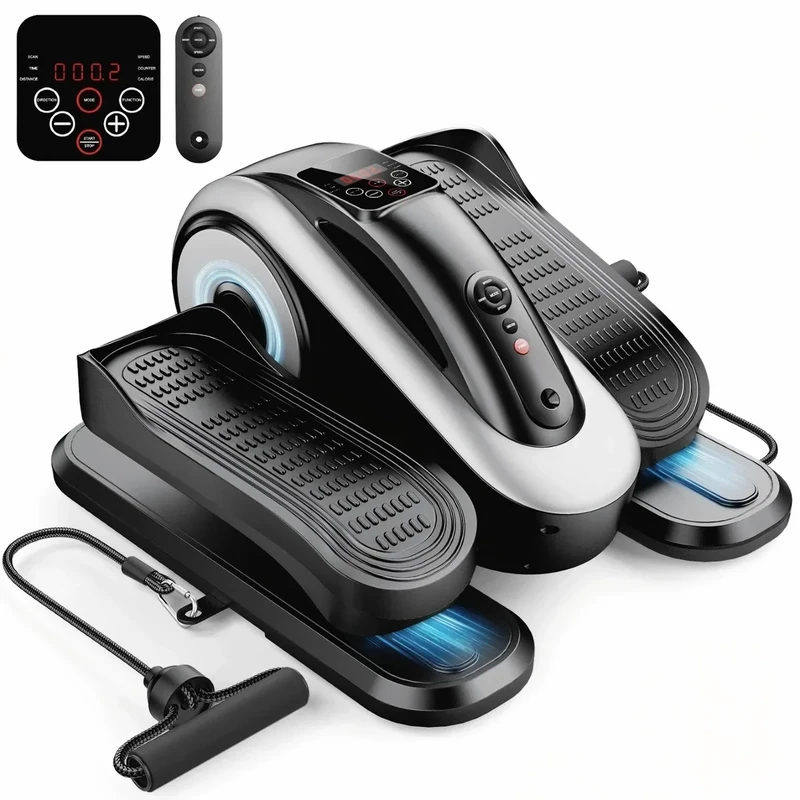 LVPIMAN Under Desk Elliptical Machine,Electric Leg Exerciser for Seniors,12 Adjustable Speeds&12 Modes with Remote Control,Elastic Rope,Manual&Auto Mode for Home Office