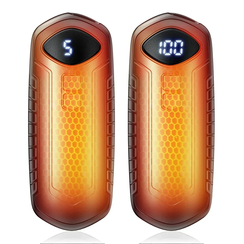 Hand Warmers Rechargeable 2 Pack, 6000mAh Electric Hand Warmers, 5-Settings, Portable Pocket Heater, Great for Men Women Kids, sutable for Outdoors Office Travel Hunting (Black)