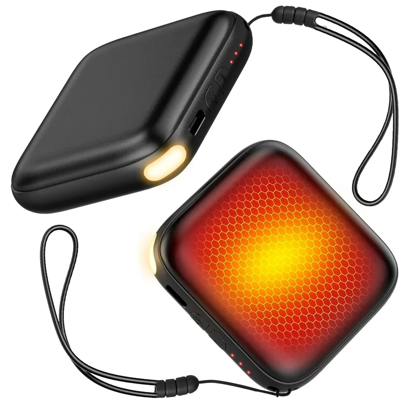 Hand Warmers Rechargeable 2 Pack - 6000mAh 3-Temp Fast Heating Electric Hand Warmers with LED Light, UL Certified Portable Pocket Heater, Hunting Essentials, Gifts for Christmas Men Women Teens(Black)